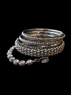 ICING Silver Rhinestone Bracelet & Bangle Set - 4 Pieces